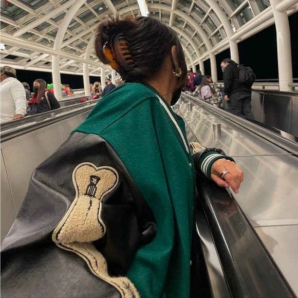 Green and black varsity jacket - Picture 1 of 6